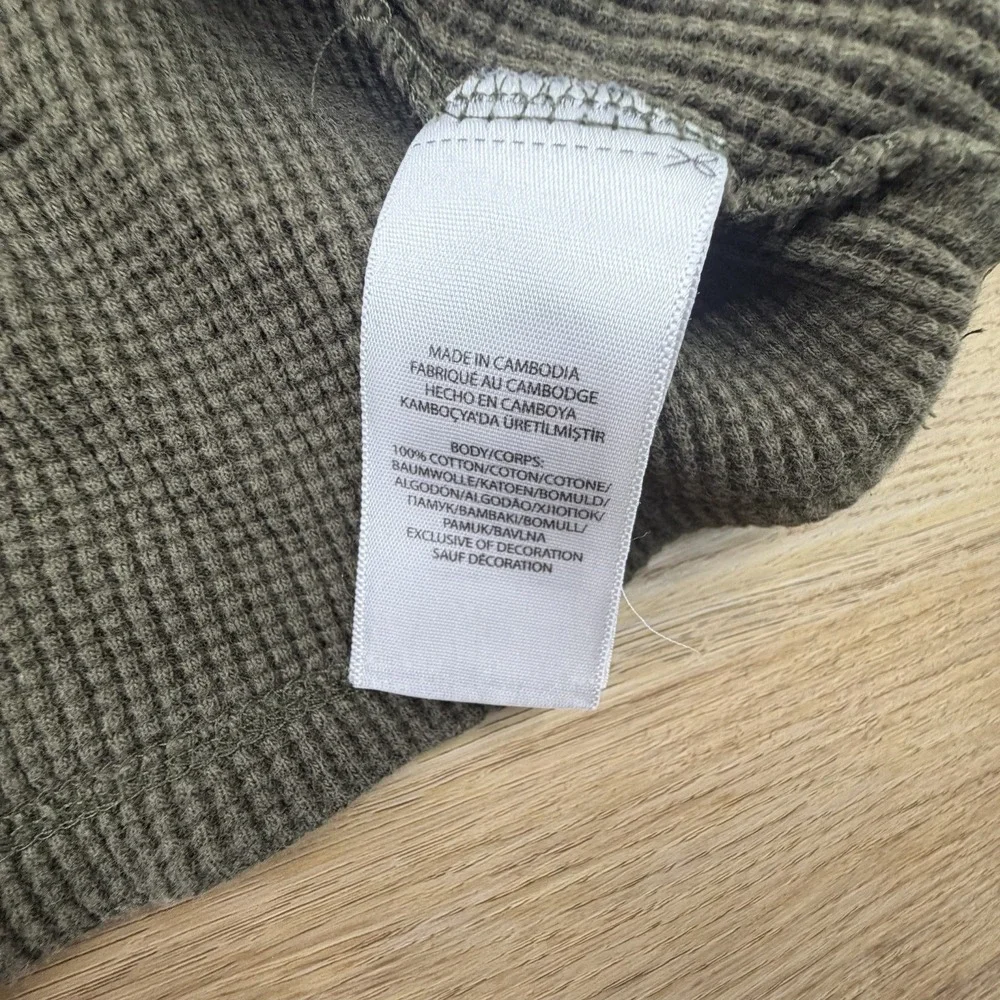 Polo Ralph Lauren Mens Green Waffle Knit Thermal Hoodie Large* Pony Logo